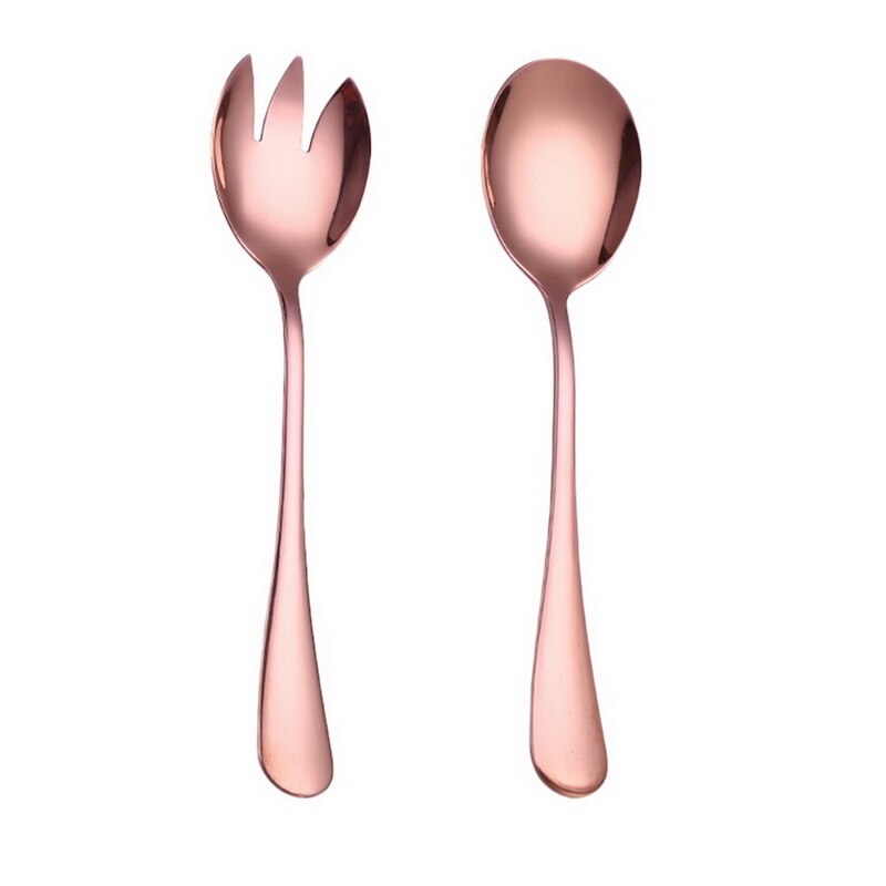 Tablewellware Gold Spoon Set steel cutlery Salad Fork Salad Spoon Stainless Steel Serving Spoon Set Unique Spoons: rose gold spoon fork