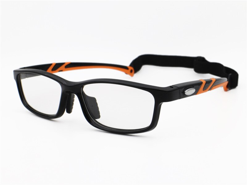 Double Temple 2 élastique sangle lunettes sport lunettes Football carré modifiable cadre optique SL021: black-orange