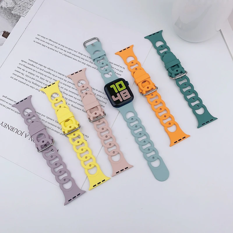 Pasek do Apple Watch Band Ultra 49mm 44mm 40mm 45 Mm 41mm 38mm 42mm Sportowa silikonowa bransoletka z pętlą IWatch Series 8 7 6 3