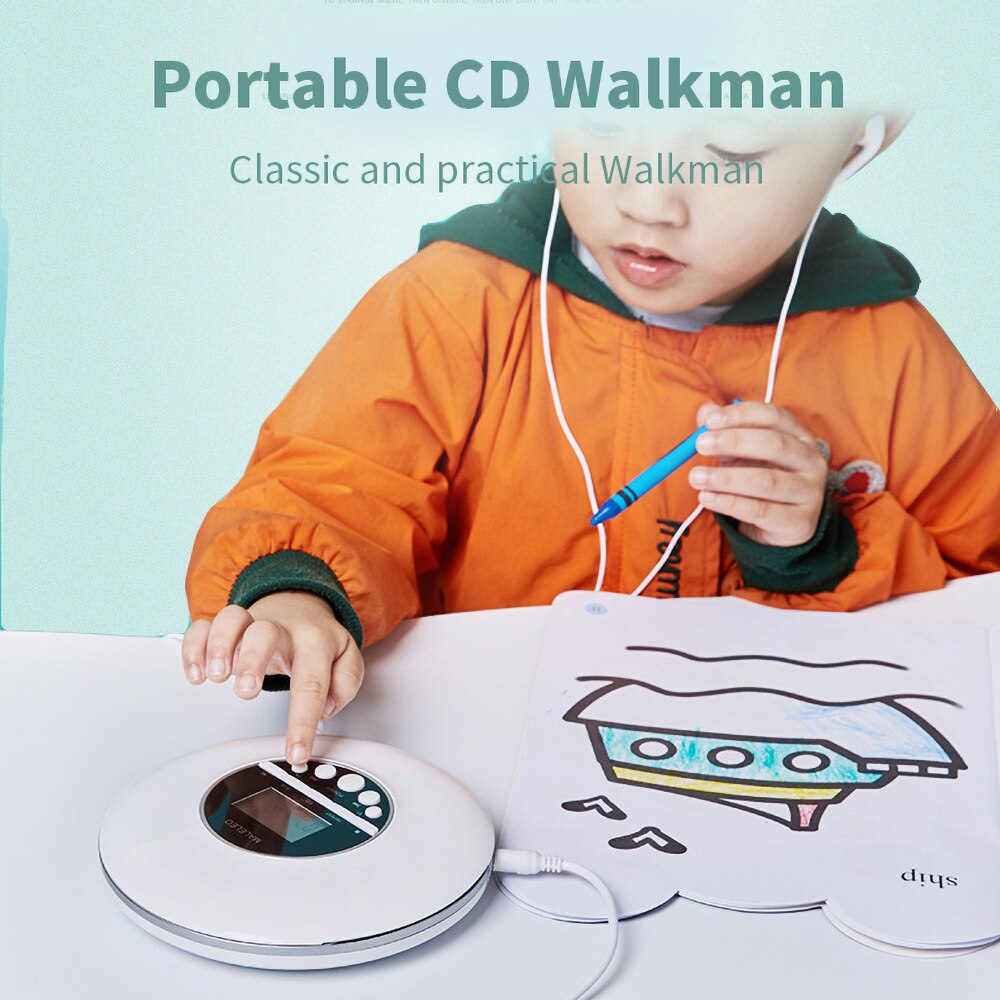 Lettore CD portatile Bluetooth ricaricabile per viaggi domestici e auto con cuffie Stereo e, protezione Anti Shock