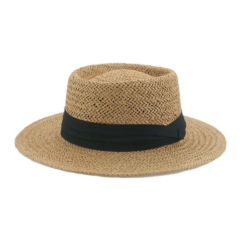 Zomer Vrouwen Hoeden Brede Rand Ronde Top Riem Band Stro Zon Hoeden Kaki Zwarte Zon Bescherming Casual Outdoor Strand Stro zon Hoeden: 2