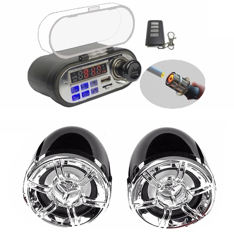 Sistema de Audio para motocicleta, altavoz estéreo para motocicleta, a prueba de agua, Radio FM, Bluetooth, USB, TF, MP3, Kit de reproductor de música