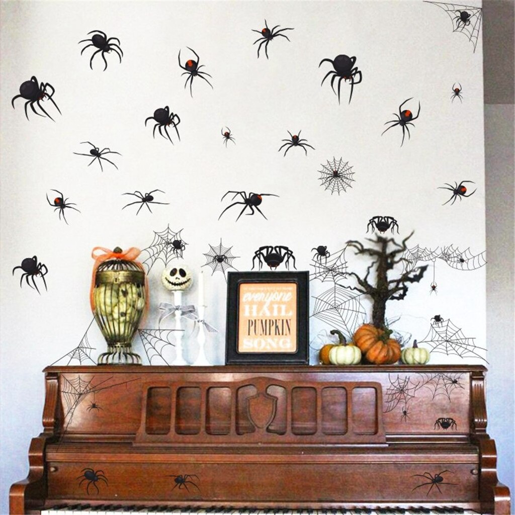 Spider Webs Halloween wall Stickers bedroom Decal Black party refrigerator window decal wall stickers party deocr#0805PJR