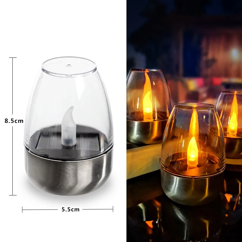 Velas solares LED, luz sin llama recargable para exteriores, velas solares impermeables, lámpara para decoración de jardín, de boda, luz nocturna: Color blanco cálido / Gris claro