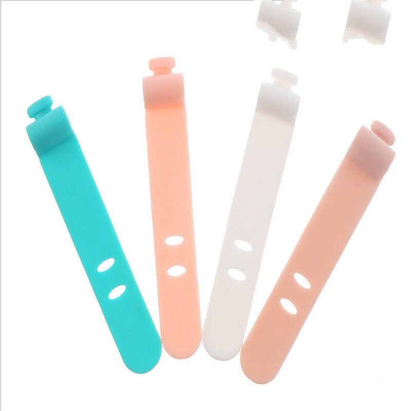 8 Pcs Mini Silicone Reusable Fastening Cable Strap Wire Organizer USB Cable Tie Utensil Organize Storage Stand Headphone Clips: Default Title