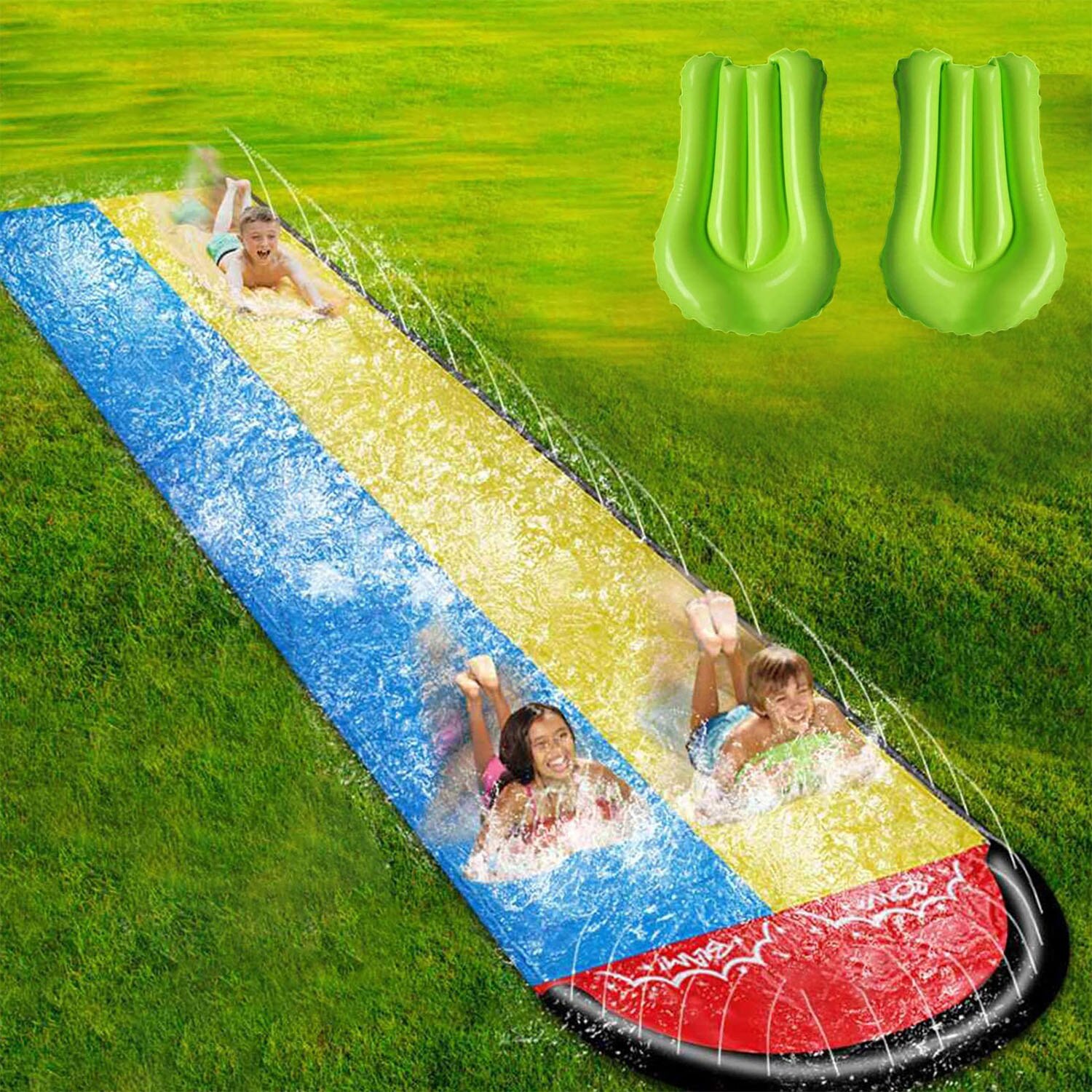 Kinderen Dubbele Surf Glijbaan Zomer Zwemmen Outdoor Tuin Racing Gazon Water Slide Spray Water Splash Glijbaan Achtertuin Speelgoed