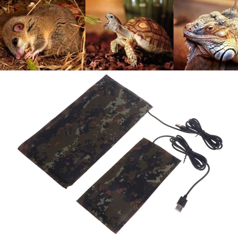 Alfombra de calor USB para mascotas, calentador de fibra de carbono para reptiles, cama impermeable con temperatura constante