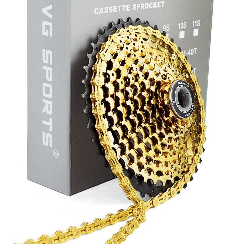 Vg Sports Ultralight 10 Speed Bicycle Chain Bike Chain Hollow 116L Mountain Mtb Road Bike Chains--10S Half Hollow Gold