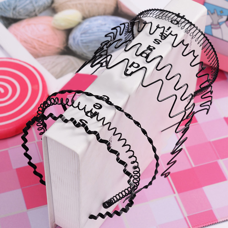 Metalen haarband voor mannen en vrouwen, unisex, zwarte golvende haarband, gezichtsreinigingshaarband, 5mm breedtes, eenvoudige sporthaarband, haaraccessoires