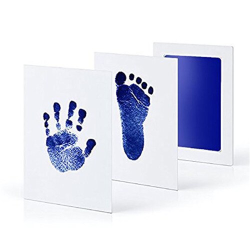 Baby Care Niet Giftig Baby Handafdruk Footprint Opdruk Kit Baby Souvenirs Casting Pasgeboren Voetafdruk Stempelkussen Baby Klei Speelgoed: Blauw