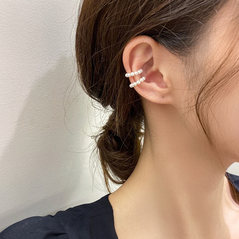 1PC orecchini a Clip di perle imitazione a forma di C semplice per le donne minimalista senza Piercing all&#39;orecchio cartilagine Earcuff gioielli di moda