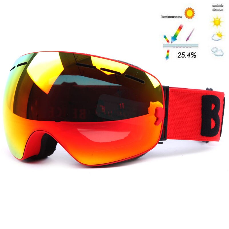 GOG-3100 Doppel schichten UV400 Anti-nebel polarisierte Ski brille für männer frauen große Ski maske gläser für skifahren Helm schnee snowboard: verrotten