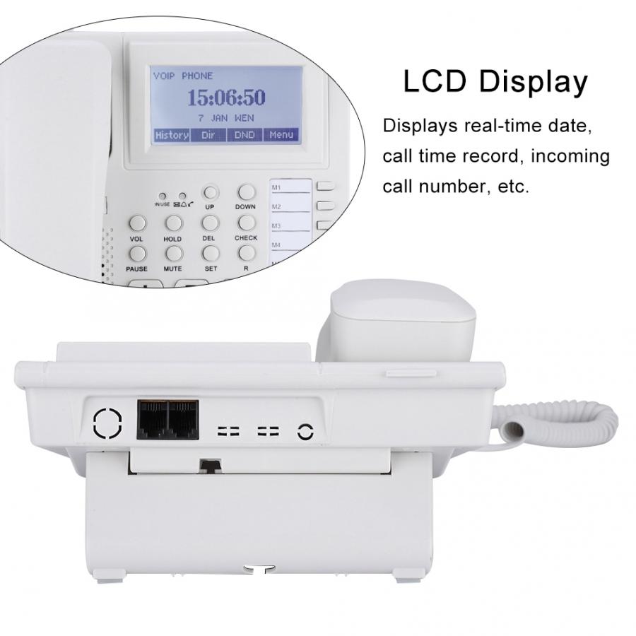 Wall Mountable Telephone Desktop Corded Landline Phone with 11 Fast Dial Automatic Take-up Ringtone Switch Dual Interface