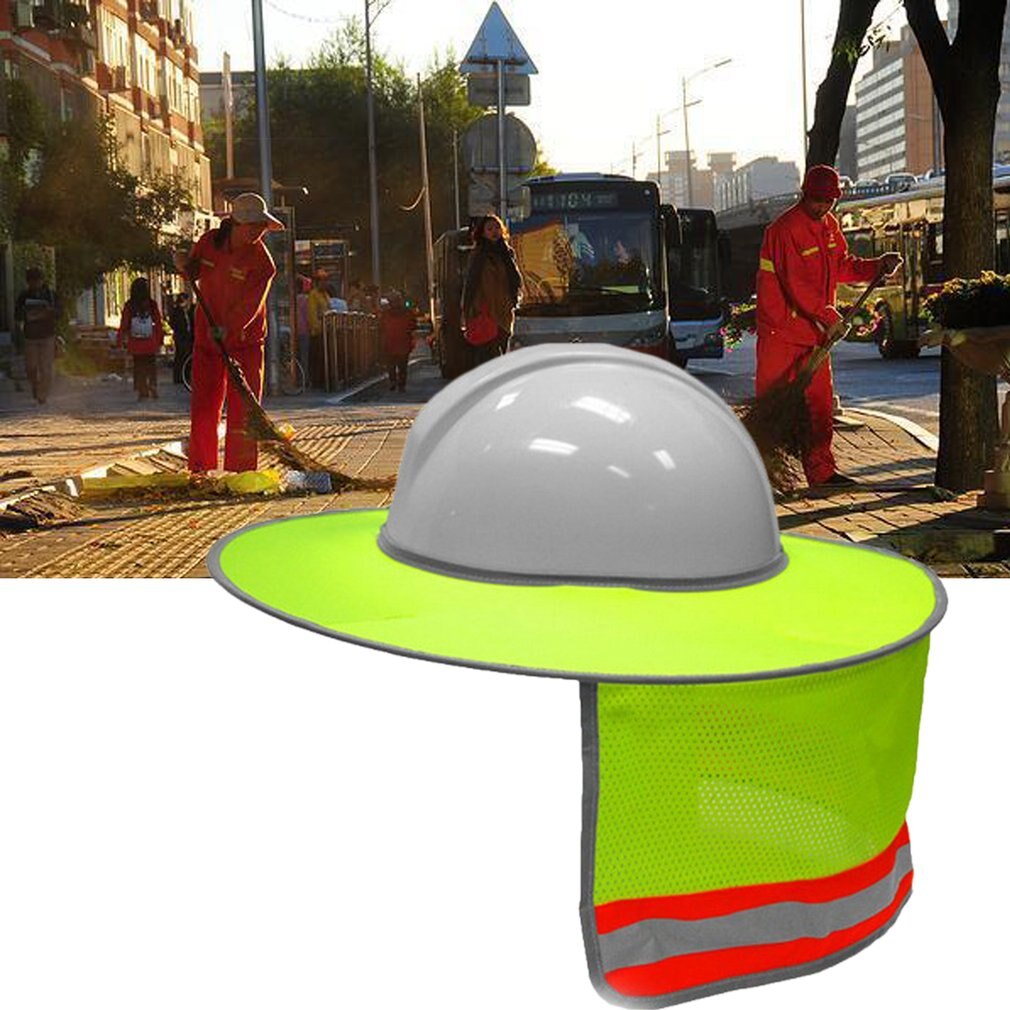 ESCAM-sombrilla para construcción al aire libre, sombrero duro de seguridad, parasol para cuello, escudo reflectante, rayas protectoras, cascos