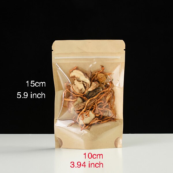 Kraft Paper Bag Translucent Self-supporting Self-sealing Bags Sugar Coffee Beans Nuts Tea Snacks Food Sealed Packaging: 200 pieces / 10x15x3cm