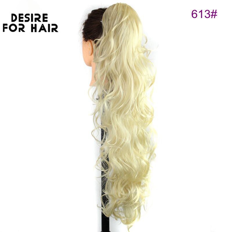 Desire Voor Haar 30Inch Lange 200G Hoge Temperatuur Synthetisch Krullend Paardenstaart Hair Extensions Met Claw Clip Haarstukken Voor vrouwen