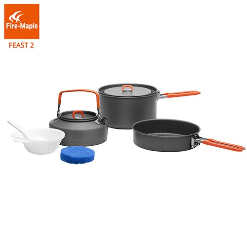 Fire Maple Picknick Pot Pan Set Outdoor Camping Wandelen Cookware Backpacken Koken Opvouwbare Handvat Aluminium Feest 2 FMC-F2: Default Title