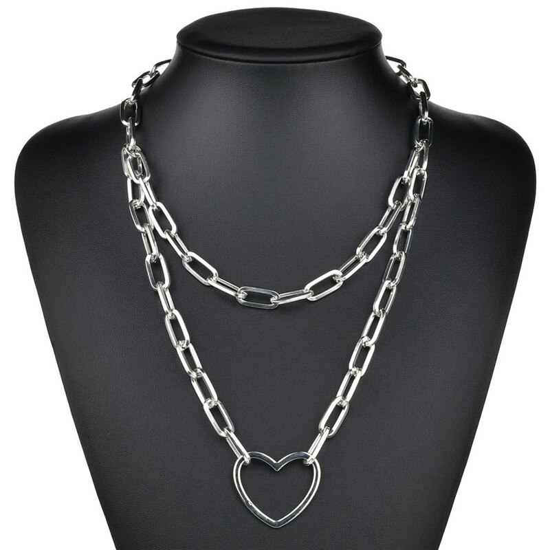 LETAPI Persoonlijkheid Cross Lock Metalen Multilayer Hip hop Lange Chain Cool Eenvoudige Ketting Voor Vrouwen mannen Sieraden: 43341