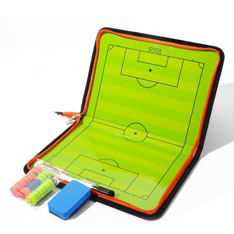 Football Soccer Magnetic Tactic Coach ClipBoard with Dry Erase Zipper and Marker