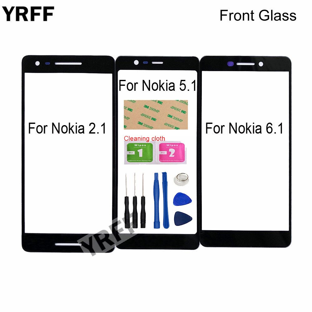 Panneau tactile extérieur en verre pour Nokia 6.1 Plus/5.3/5.1/5.1plus/2.1/3.1 Plus, panneau avant de réparation de téléphone (sans écran tactile)