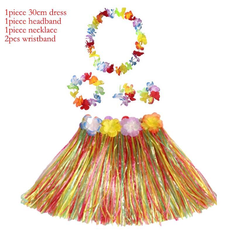 Hawaii fest aloha hawaiianskt halsband klänning bord kjol leis krans flamingo flickor födelsedagsfest dekorationer tillbehör: 30cm multi set