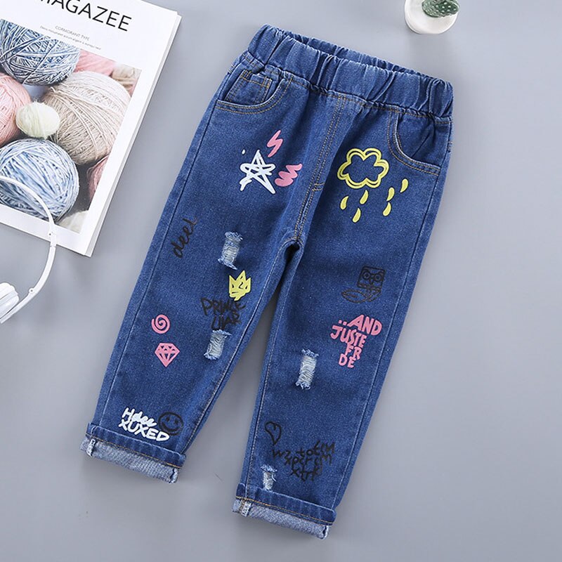 Filles enfants jean nouvelle bébé fille Denim pantalon enfant en bas âge dessin animé motif Leggings enfants tenues pour 2 6 ans