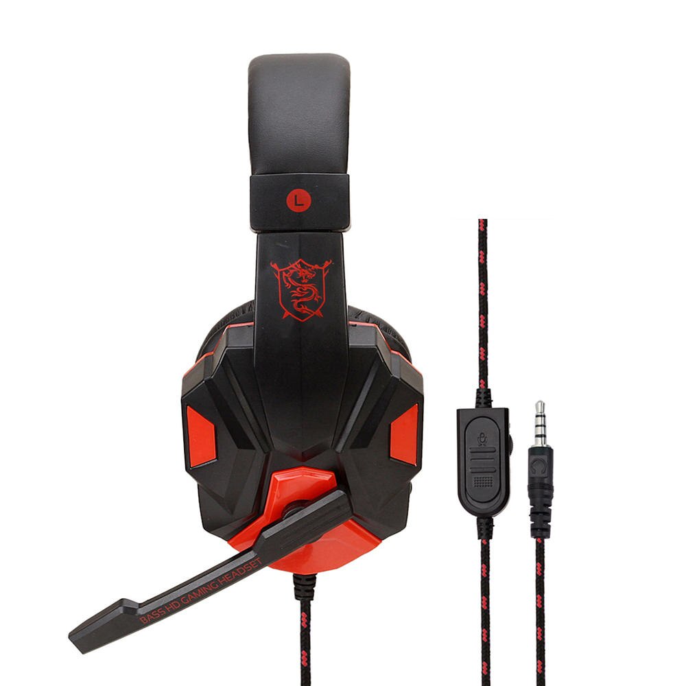 Professionele Bas Gamer Wired Hoofdtelefoon Voor PS4 Schakelaar Xbox Een Gaming Headset Met Microfoon Led Light Computer Pc Telefoon Headset: BlackRed No Light