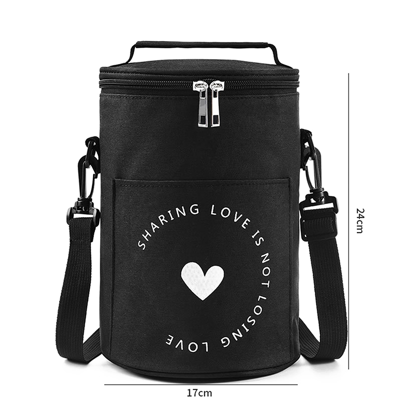 Large-Capacity Portable Lunch Bag Fresh-Keeping Thickened Lunch Box Bag Round Barrel Aluminum Foil Insulation Bags: GRAY