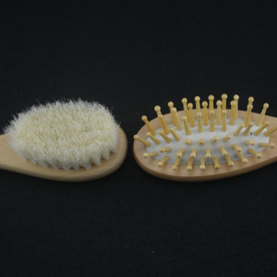 Baby Daily Care Products Wood Shampoo Bath Wool Brush Soft Skin Care Cleaning Brush Wool Brush Set