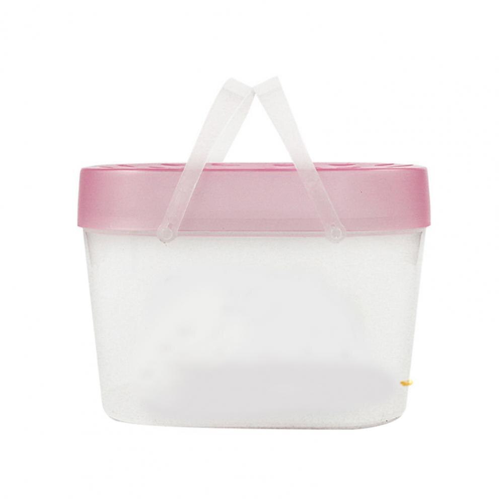 Safe Plastic Thickened Lid Fish Breeding Isolation Travel Box for Fish Tortoise Reptile Carrier Mini Fish Tank:  Pink S