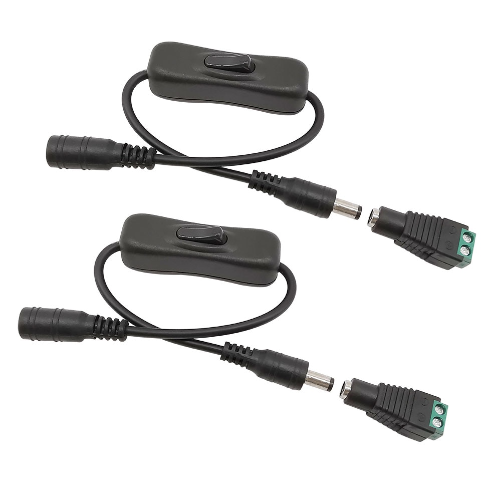 304 Switch Inline Toggle Rocker On Off Switch 5.5x2.1mm Male to Female DC Power Cable Connector with 2.1*5.5 DC Female Connector