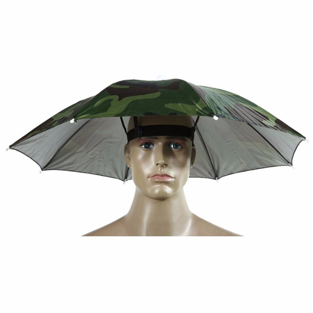 Pieghevole Ombrello Pioggia Uomo 55 centimetri Portable Head-montato Ombrello Per Esterno di Campeggio di Pesca Leggero Sole Ombrelli Cap D3