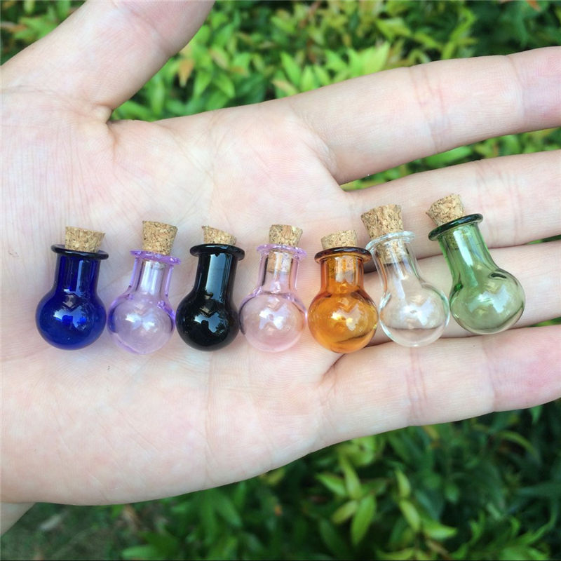 Mini glasflasker kugleform søde flasker med korkfarver hætteglas bittesmå ønskeglas flasker mix 7 farver