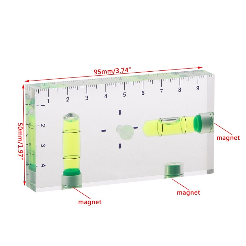 Hoge precisie transparante tweerichting magnetische waterpas met mini waterpas