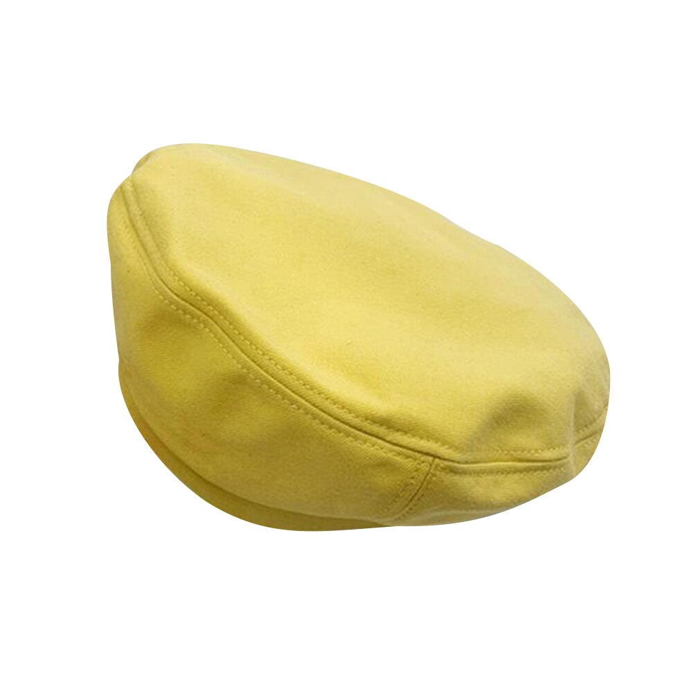 Boina de tela de Color liso para mujer, sombrero de boina para mujer y niña, gorro informal con visera, gorra boina, gorros de mujer: Amarillo