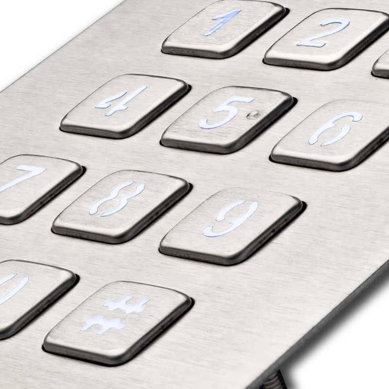 Industrial Keyboard with 12 Keys IP65 3x4 Kiosk Metal USB Keypad Stainless Steel Metallic Waterproof Slim Electric Lock Keypad