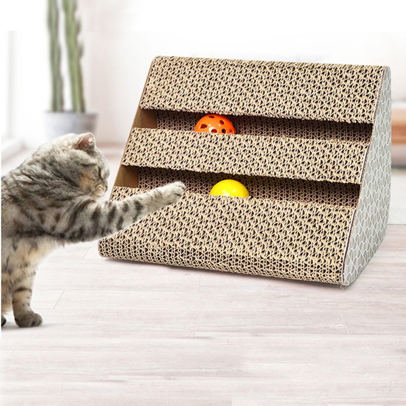 Morsom bølgepapp katt skraper søyle kjæledyr kattunge pote leke bjelle leke klatrestativ skrape kløyne katt spiker skraper matte kattemynte