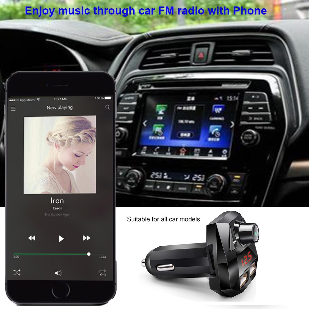 Freisprecheinrichtung fürs auto, bluetooth-kompatibel, 5.0 kabellose fm-transmitter für  mp3 spieler , 3.1a usb-ladegeräte, autozubehör mit led-anzeige