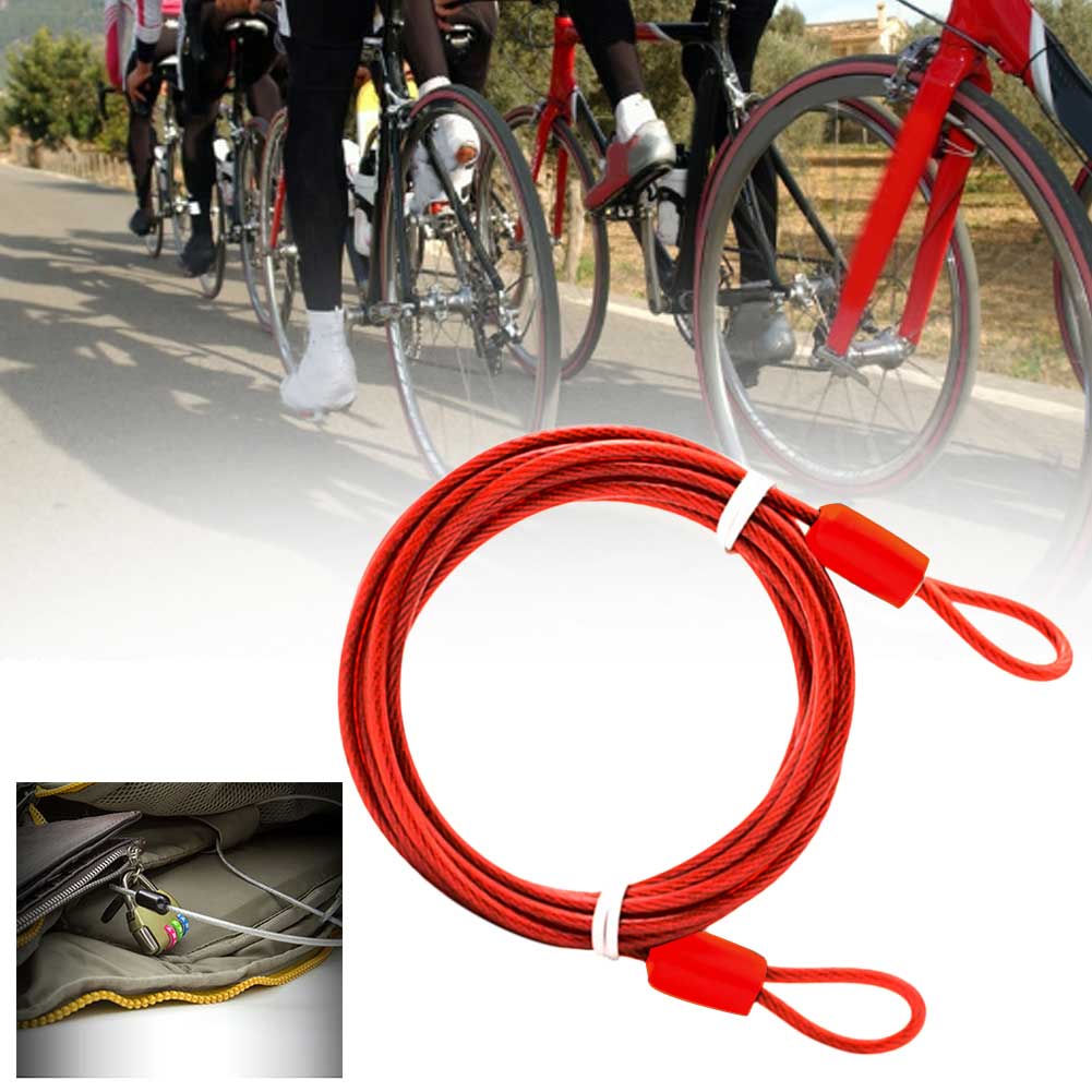 Car Cover Strong Braided Cycling Useful Steel Wiring 2 Meters Double Loop Anti-theft Bike Chain Lock Security: Red