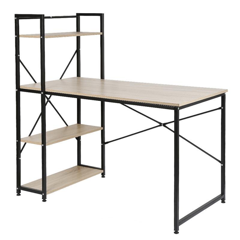 Large Wood Computer Office Desk Laptop Desk Writing Table Study Desk With Shelves Office Furniture PC Laptop Workstation Home