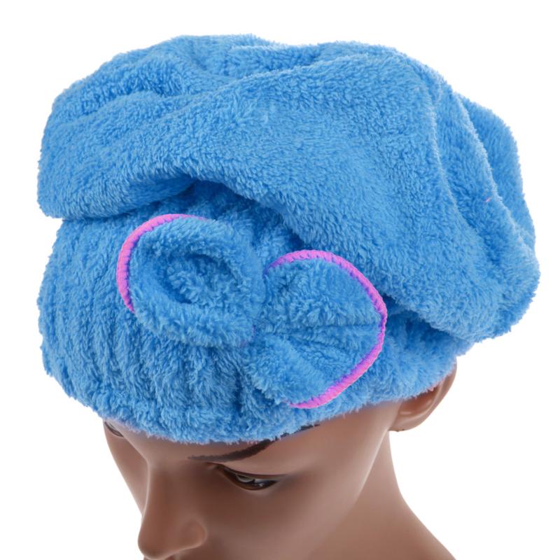 Hjem tekstil mikrofiber hår turban hurtigt tørt hår hat indpakket håndklæde bad: 6