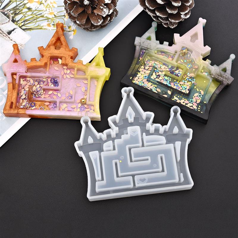 Quicksand Maze Silicone Mold Shaker Molds Milk Bottle Heart Shape UV Epoxy Resin Mold Heart Keychain Pendant Craft Jewelry Tools