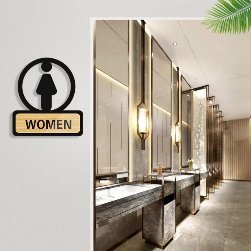 Toilet Sign Self Adhesive Bathroom Signage Restroom Reminder Sign Hanging Plaque for Business Company Office Public Door Wall