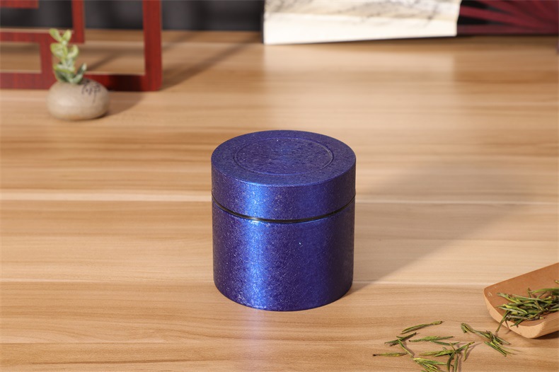 Stainless Steel Tea Caddy Large-capacity Sealed Leak-proof Tea Jar Round Tea Coffee Storage Jar: Ice blue