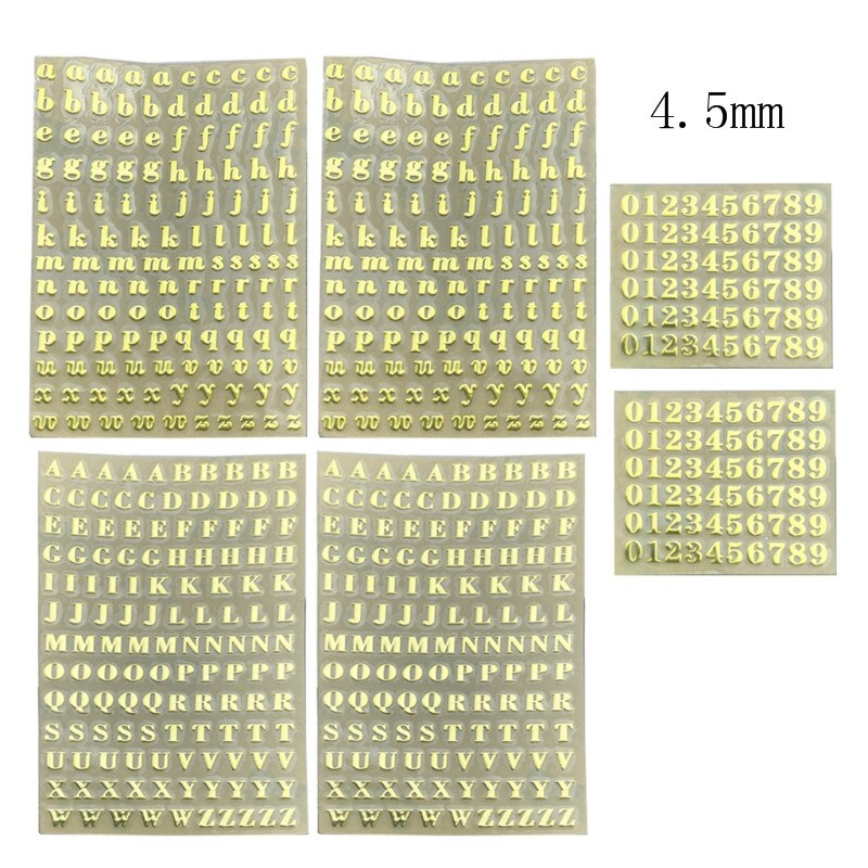 1/5/6Pcs 1/3/4/9mm litery alfabetu numery Chunky Glitter żywica epoksydowa dekoracyjne naklejki: 11JJ102400-B