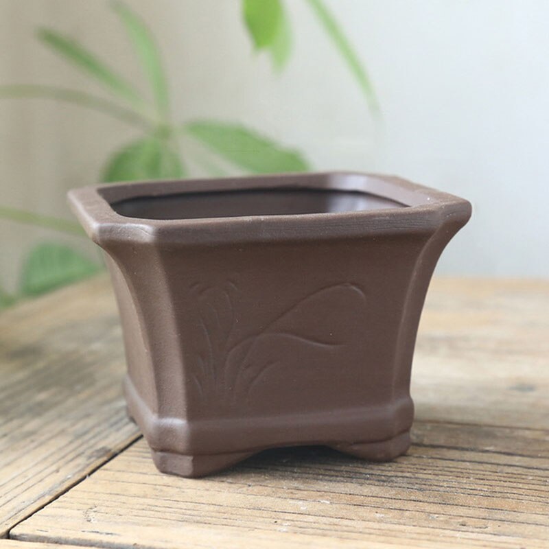 Maceta de cerámica negra para quemar plantas, crisantemo suculento, decoración de jarrón transpirable, ciruela, bambú de Orquídea: 10x7cm