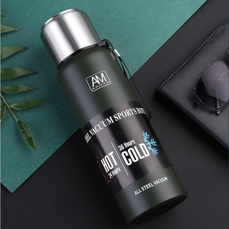 Termo de acero inoxidable de gran capacidad frasco de vacío portátil vaso aislado con botella térmica de cuerda 500/700/1000/1500ml termo termos botella termica botellas para agua acero inoxidable termo para cafe