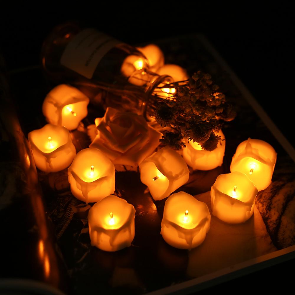 Pack of 12 Candles Lights LED Flameless Candles Light Smooth Flickering Candle Light Battery Operated for Home Wedding Decor