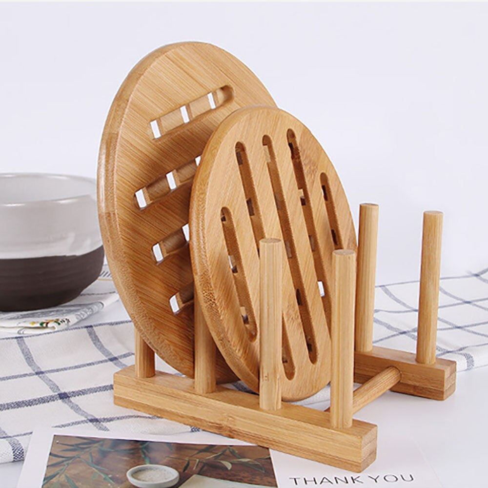 Bamboo Wooden Dish Rack Plate Rack Stand Pot Lid Shelves Home Kitchen Cabinet Organizer for Cup Cutting Board Bowl Drying Rack