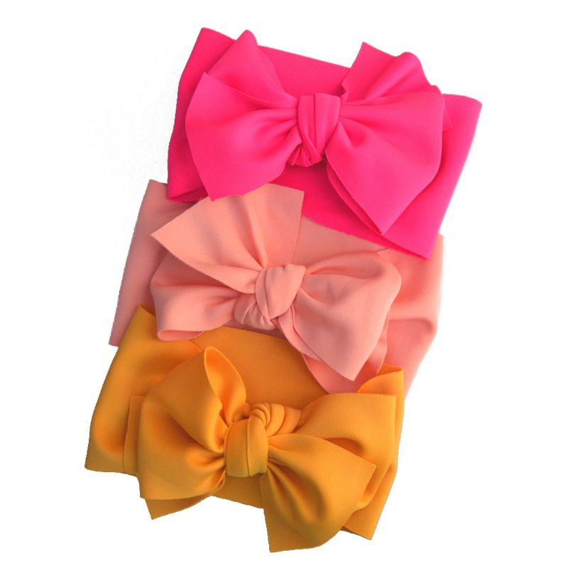 3 pièces bébé grand noeud noeud bandeau surdimensionné cheveux arcs bandeau filles arc bandeaux enfants Turban: B